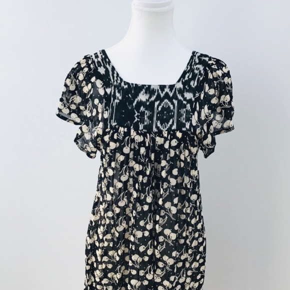 TREE CHILD size 8 short sleeved chiffon shift dress in black, white and cream - Picture 5 of 8